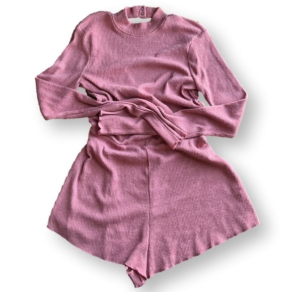 Nwt Urban Outfitters Out From Under Plush Ribbed Romper in Rose Women’s Small - Picture 3 of 6